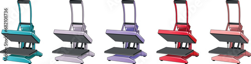 5 Colors Heat Press Machine Vector - Clipart - heat press illustration - T Shirt Printing
