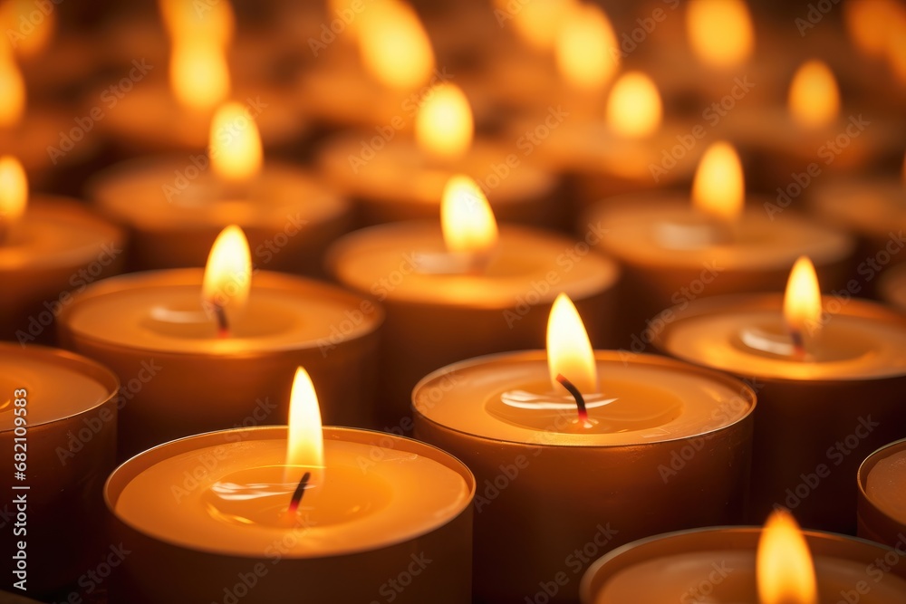Flickering Candlelight: Close-up of candles with a soft, flickering flame. Flickering Candlelight: Close-up of candles with a soft, flickering flame.