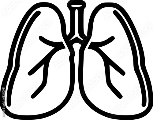 Human lungs anatomy line icon. linear style sign for mobile concept, symbol, vector, art