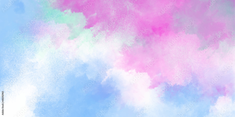 Amazing beautiful watercolor Cloud and sky with a pastel colored background splashes of multicolor ink and watercolor digital art painting for texture background concept