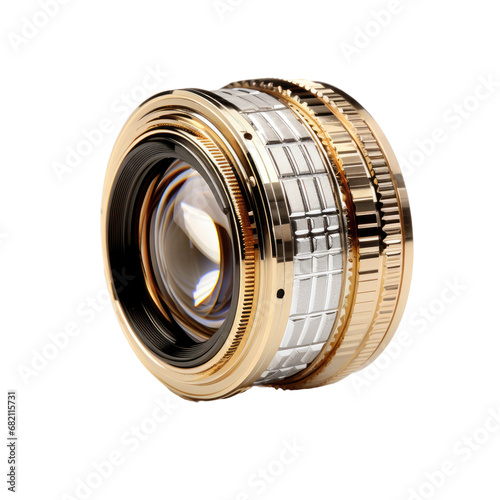 Elegant Camera Lens Statement Jewelry on White or PNG Transparent Background.