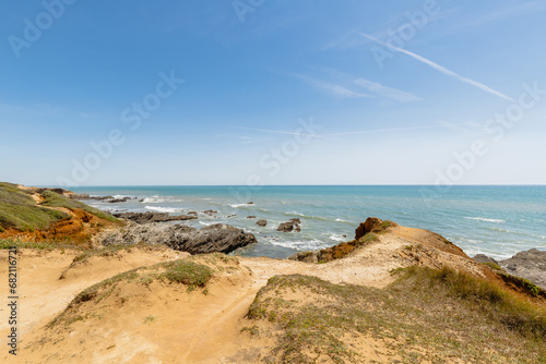 view of Pointe du Payre beach, Jard sur mer, France