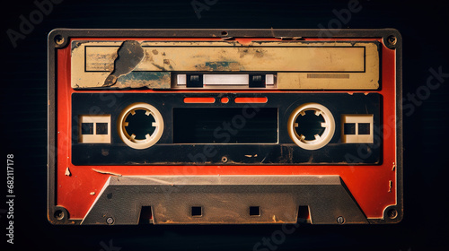 Generative AI, photo of old audio tape cassette, vintage nostalgic object for the design of the 80s photo