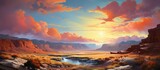 As the sun rose above the Utah desert, painting the landscape in shades of orange and red, the sky transformed into a stunning canvas of blue with cotton candy clouds drifting lazily overhead, casting