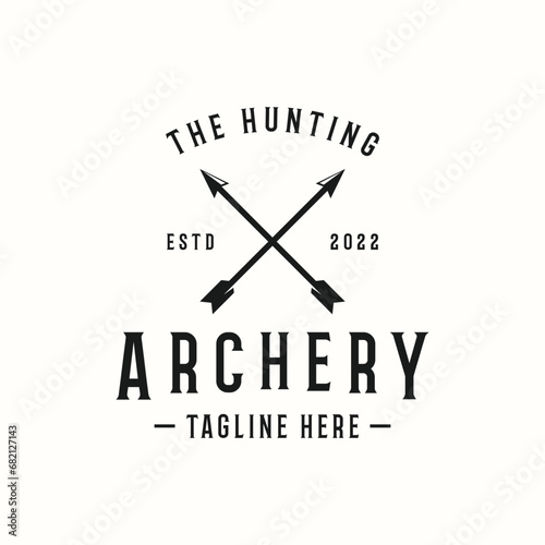 Archery or arrowshead retro vintage design logo.Logo for hunting , labels , badges and business.