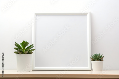 Small Succulent Plant And Empty Frame At home © Wendi