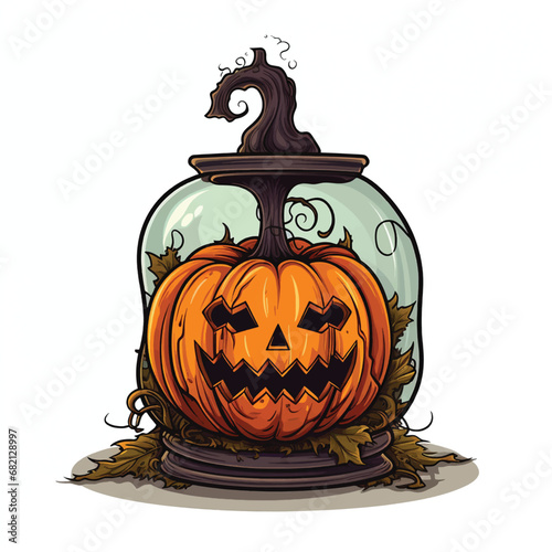 Halloween Pumpkin Ghosts Illustration Background
