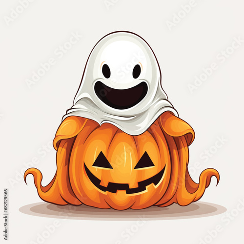 Halloween Pumpkin Ghosts Illustration Background