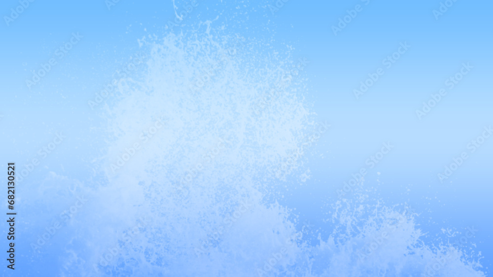 The blue-toned background contrasts with a pattern resembling broken waves. The blue-toned background contrasts with a pattern resembling broken waves.