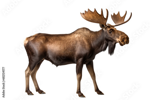American moose Alces alces cut out and isolated on a white background