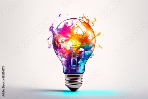 A light bulb filled with colorful liquid is a beautiful and evocative image that symbolizes creativity and innovation. The light bulb represents the spark of new ideas