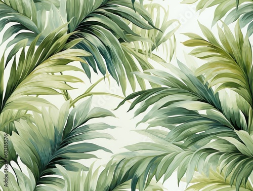 tropical leaf wallpaper  nature leaves seamless border pattern design  watercolor illustration  hand drawn for fabric  textile industry and to print menu  cover  card  for cocktail bars