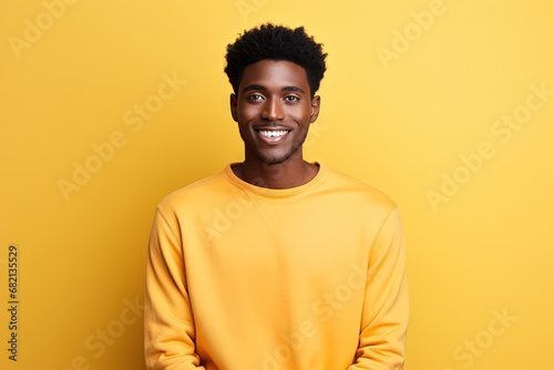 Portrait of a beautiful and handsome smiling, happy and pleased man with positive vibes. Human person dressed in fashionable, colorful and fun clothes. Generative AI, AI