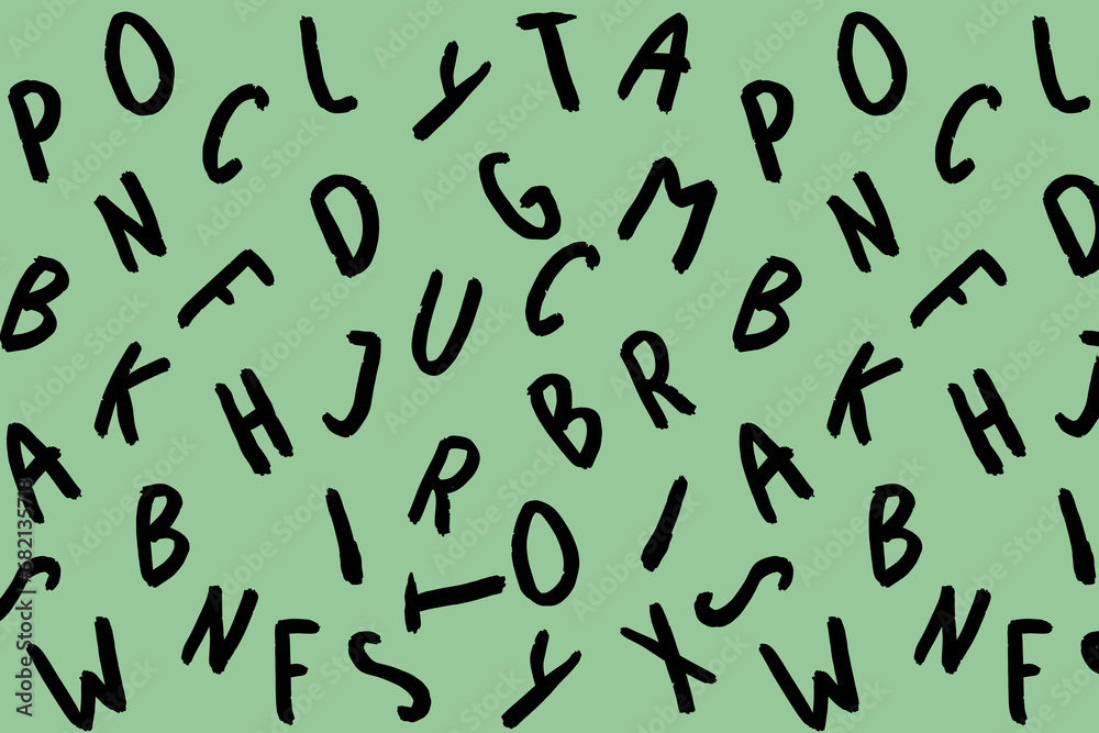 template with the image of keyboard symbols. set of letters. Surface template. pastel green background. Horizontal image. template with the image of keyboard symbols. set of letters. Surface template. pastel green background. Horizontal image.