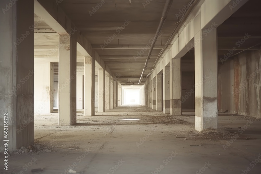 An image of an empty building with numerous concrete floors. 