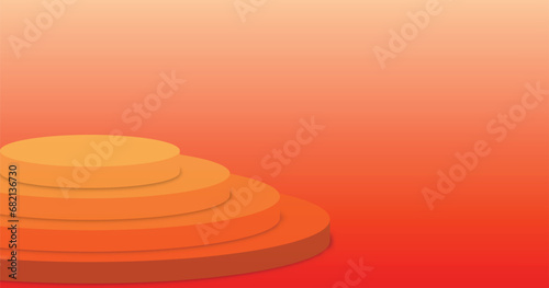 The gradient from yellow to red in the paper cut background adds dimension to each layer by adding shadows.