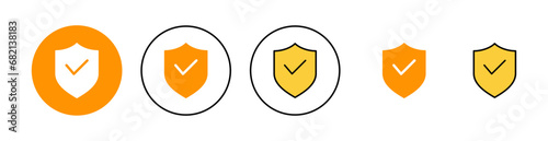Shield check mark icon set for web and mobile app. Protection approve sign. Insurance icon