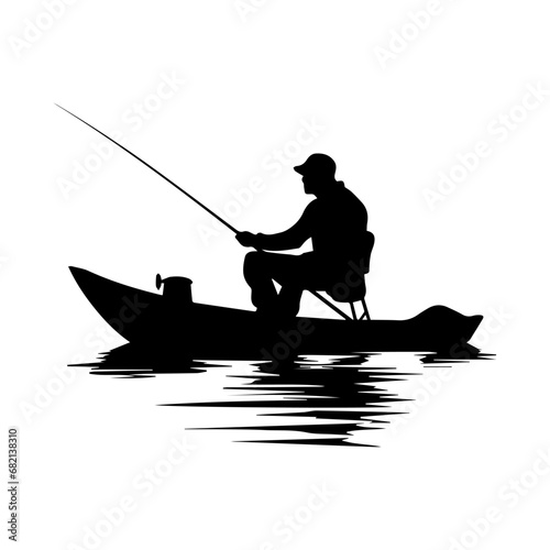 silhouette of a fisherman