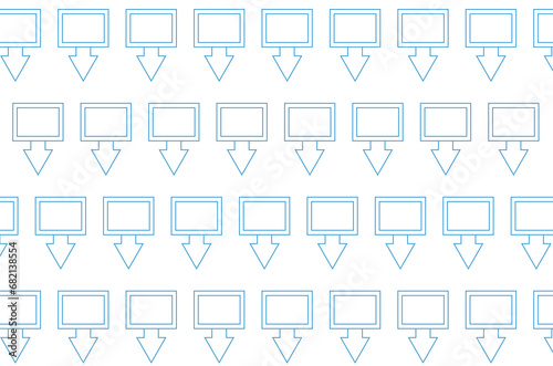 Digital png illustration of rows of squares with arrows pointing down on transparent background