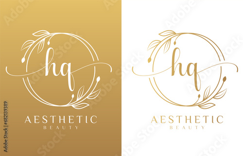 Letter HQ Beauty Logo with Flourish Ornament