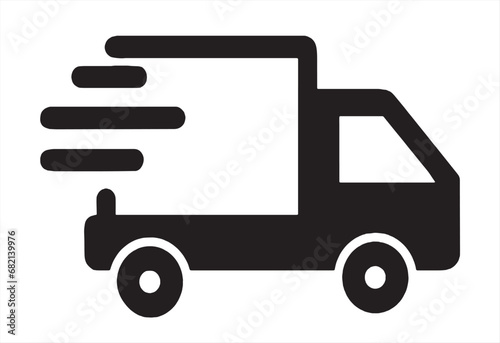 Fast moving shipping delivery truck line art vector icon for transportation apps and websites. Express delivery truck icon. Fast shipping truck. Free delivery 24 hours. Vector illustration.