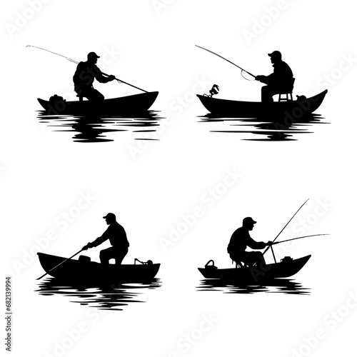 Fotobehang silhouette of a fisherman
