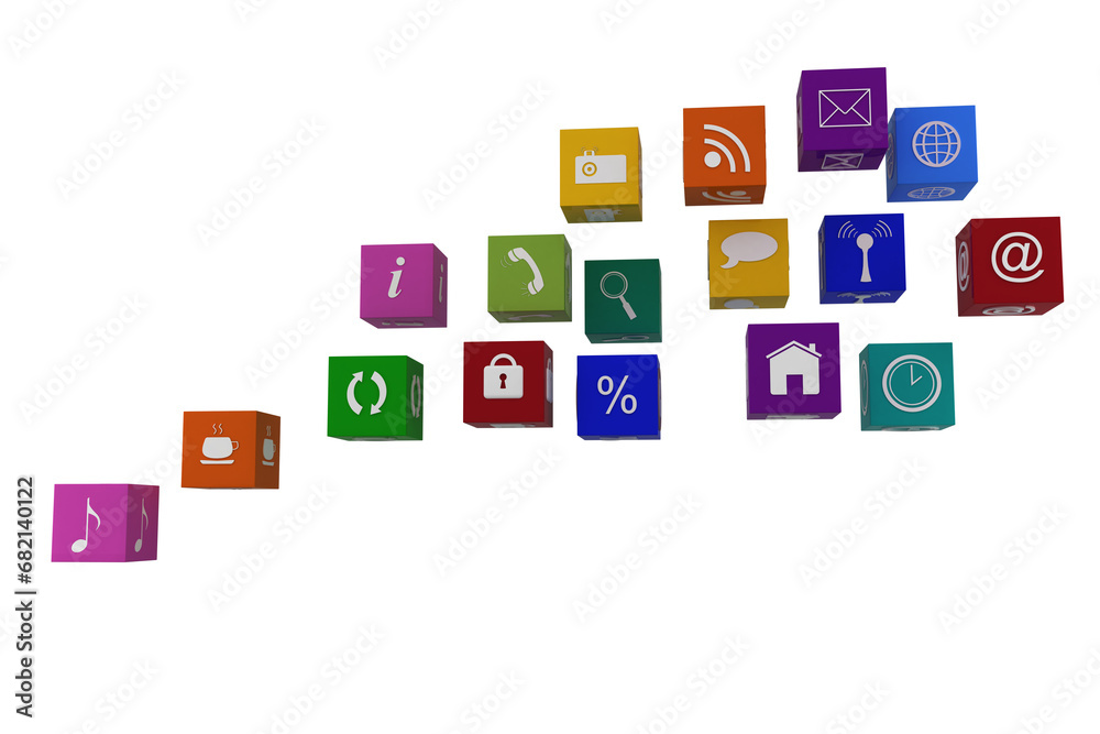 Digital png illustration of colourful 3d computer icons on transparent background Digital png illustration of colourful 3d computer icons on transparent background