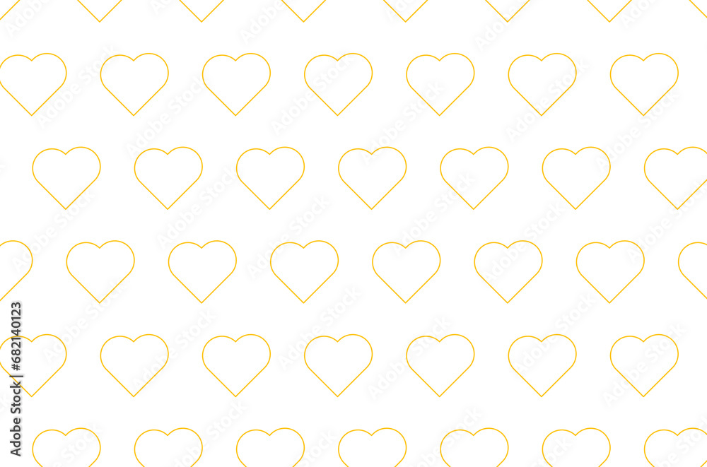 Digital png illustration of yellow hearts repeated on transparent background