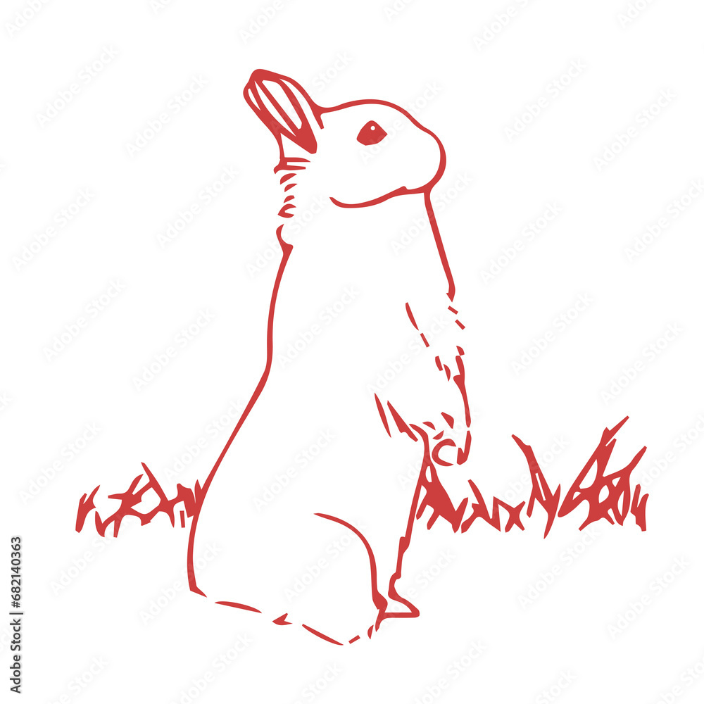 Naklejka premium Digital png illustration of red bunny standing on transparent background
