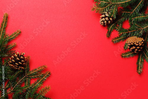 Bright New Year background with fir branches
