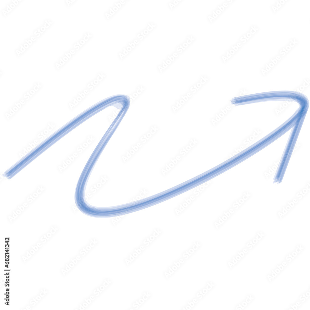 Digital png illustration of blue curving arrow on transparent background