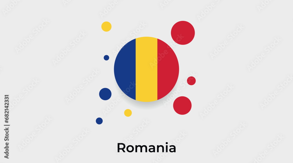 Romania flag bubble circle round shape icon colorful vector illustration