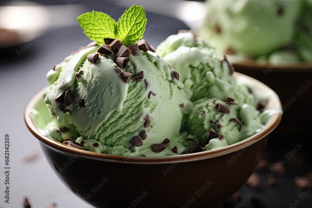 Mint chocolate chip ice cream. Mint chocolate chip ice cream.
