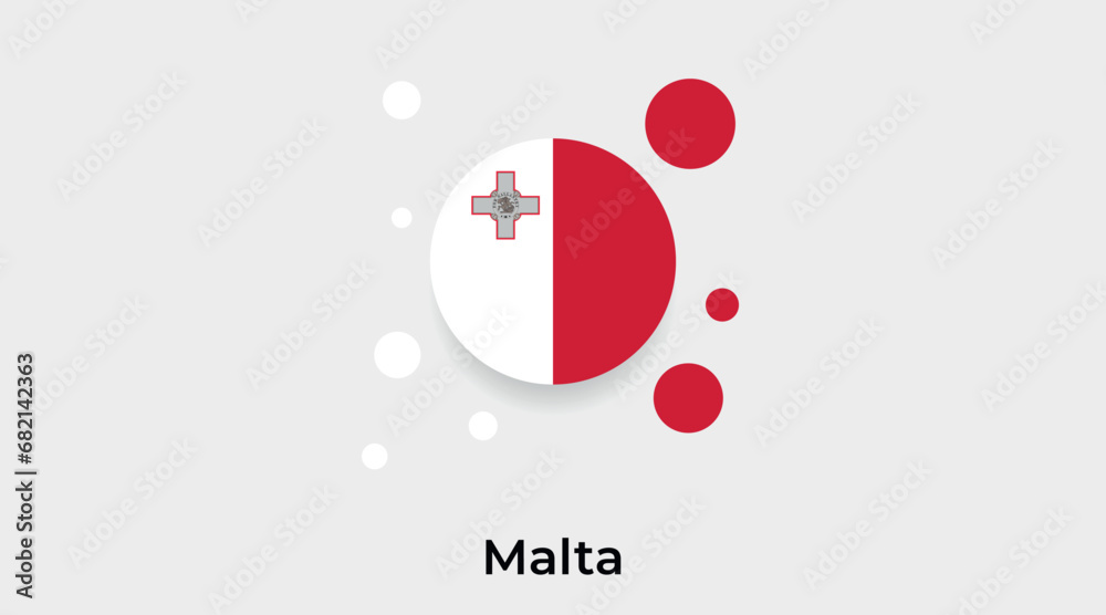 Malta flag bubble circle round shape icon colorful vector illustration - obrazy, fototapety, plakaty 
