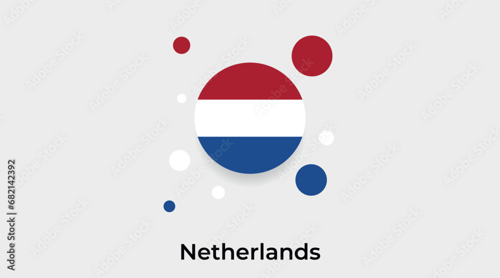 Netherlands flag bubble circle round shape icon colorful vector illustration Netherlands flag bubble circle round shape icon colorful vector illustration