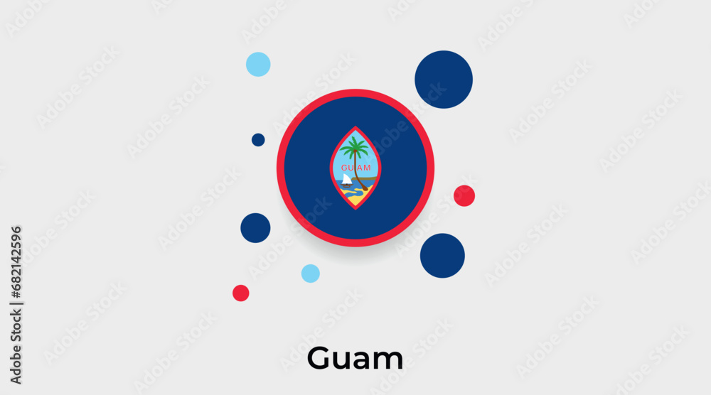 Fototapeta premium Guam flag bubble circle round shape icon colorful vector illustration