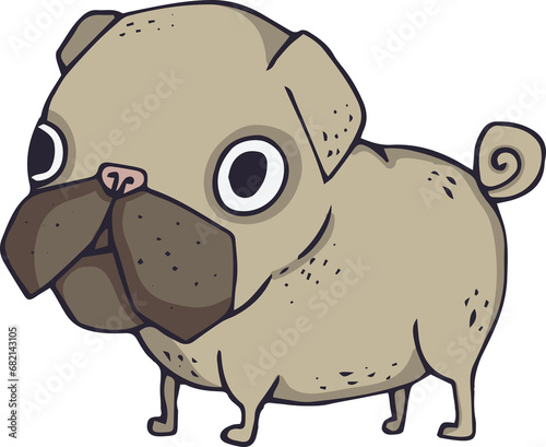 Fototapeta Naklejka Na Ścianę i Meble -  Digital png illustration of beige dog with big eyes on transparent background