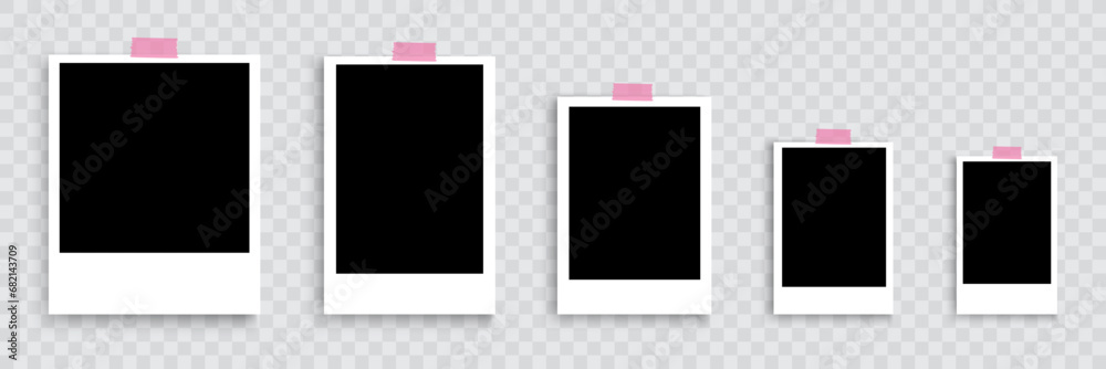 Vector Polaroid Frames: Realistic Photo Templates with Shadows. Vintage Card Set for Stock Use. Vector Illustratios on transparent background.
