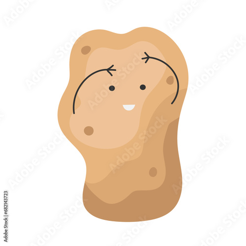 Vector Illustration of Children Healthy Nutrition Concept with a Cute Cartoon Funny Potato. Baby Vegetable Character or Mascot