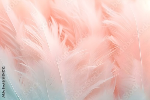 Image Nature Art of Wings Bird soft Pastel Detail of Design chicken Feather Texture white Fluffy Twirled on Transparent Background Wallpaper Abstract. Coral Pink Color Trends and Vintage.