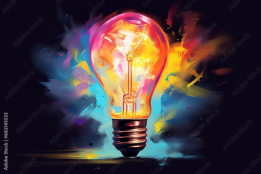 a lightbulb with a tree inside is a stunning and evocative symbol of the power of creativity to transform the world. The lightbulb represents the illumination that comes from new ideas - obrazy, fototapety, plakaty 