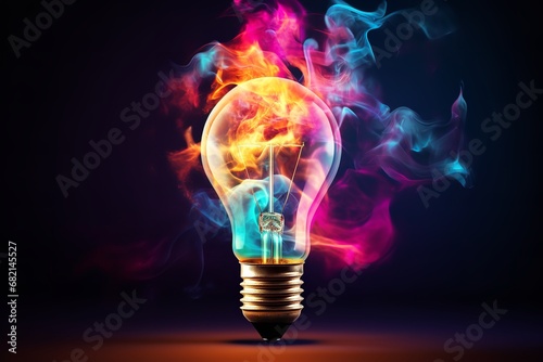 a lightbulb with colorful smoke coming out of it is a vibrant and evocative symbol of the power of creativity and imagination to inspire and uplift.