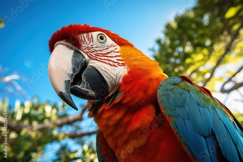 Colorful macaw bird on a tree © Attasit