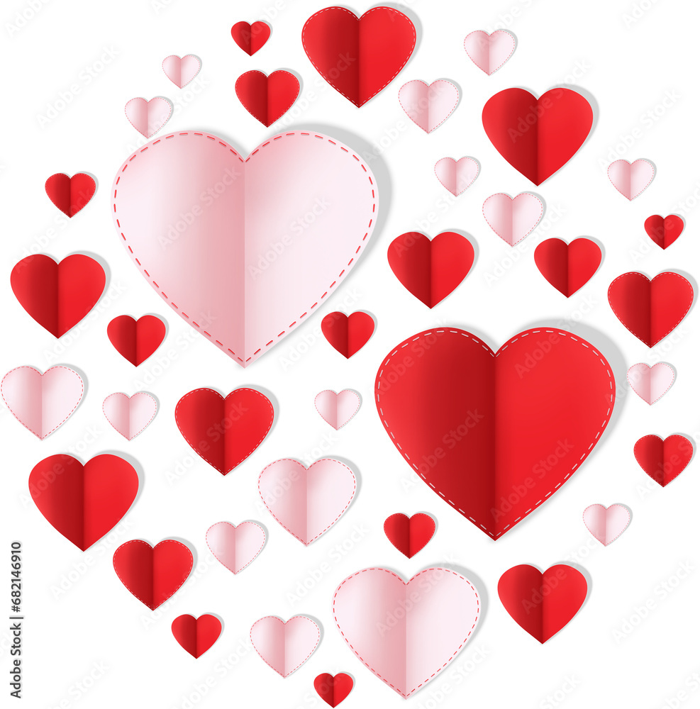 Digital png illustration of red and pink hearts with copy space on transparent background Digital png illustration of red and pink hearts with copy space on transparent background