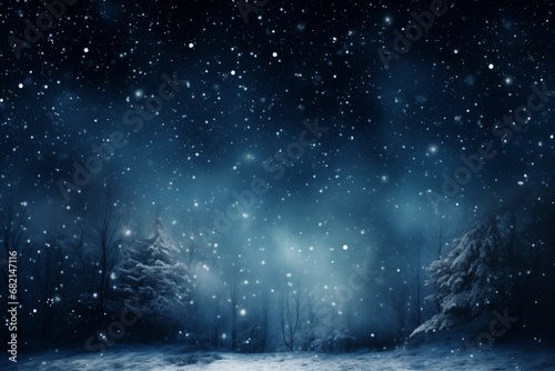 Winter night sky with stars and clouds background. Generative Ai