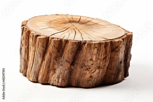 Wooden tree log trunk stump wood on transparent background.