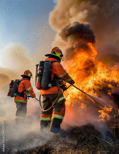 山火事と戦う消防士たち photo
