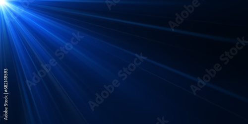 Top left blue light flare or glare for project overlay screen effect above for luxury premium product design. effect element 3d illustration rendering.