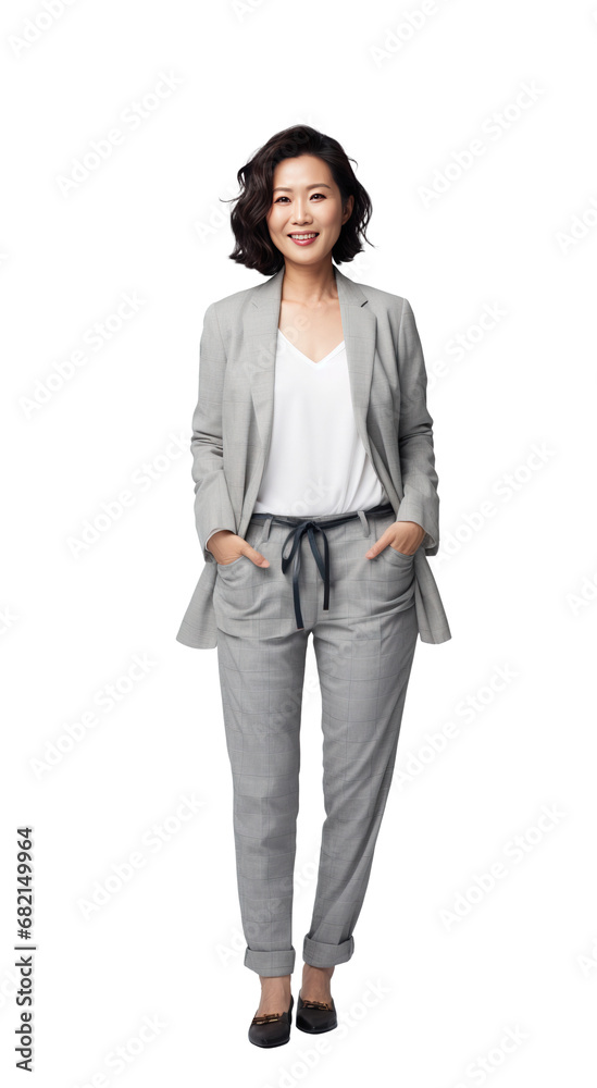 Successful young smiling Asian businesswoman. Isolated on transparent white background Successful young smiling Asian businesswoman. Isolated on transparent white background
