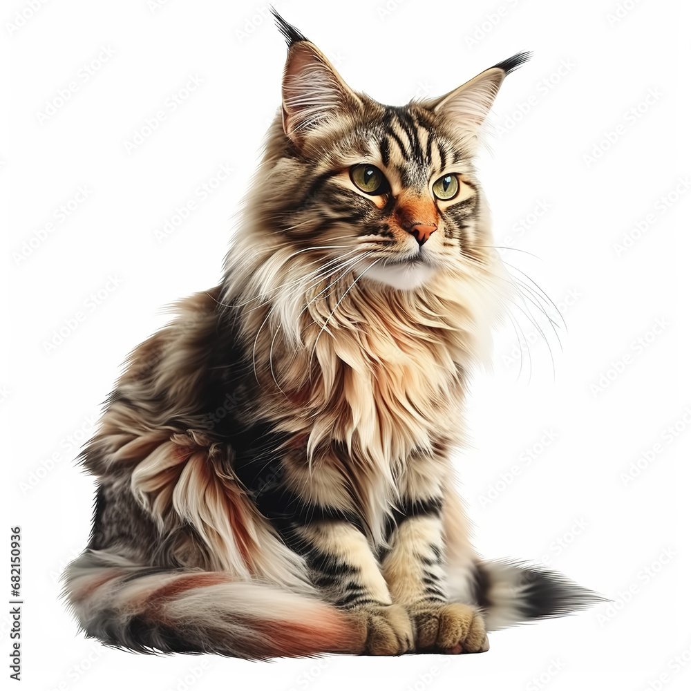 Maine Coon cat isolated on white Maine Coon cat isolated on white